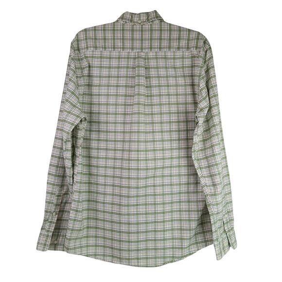 Barbour SZ M Tattersall 19 Tailored Fit White Green Check Button-Down Shirt - Picture 4 of 5